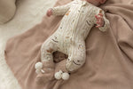Load image into Gallery viewer, Confetti Kidz Baby Knit Booties - Poms Biscotti (0-6 Months)

