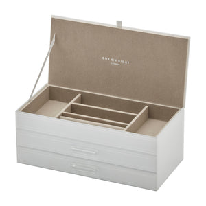 One Six Eight London Gabriella Glass Jewellery Box - White Large