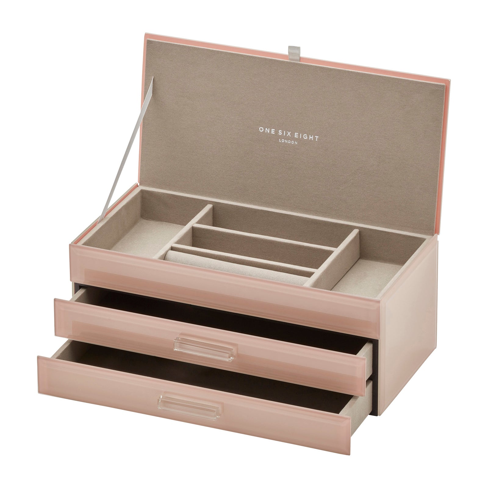 One Six Eight London Gabriella Glass Jewellery Box - Blush Large