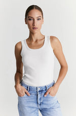 Load image into Gallery viewer, Cup of Joe Denim Regular Tank Top Olivia - White [SZ:S]
