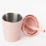 Load image into Gallery viewer, Chino Club Mini Smoothie Cup &amp; Straw - Pink Daisy 
