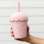 Load image into Gallery viewer, Chino Club Mini Smoothie Cup &amp; Straw - Pink Daisy 
