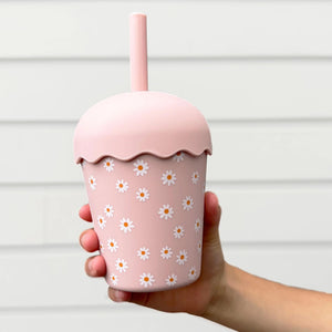 Chino Club Mini Smoothie Cup & Straw - Pink Daisy 