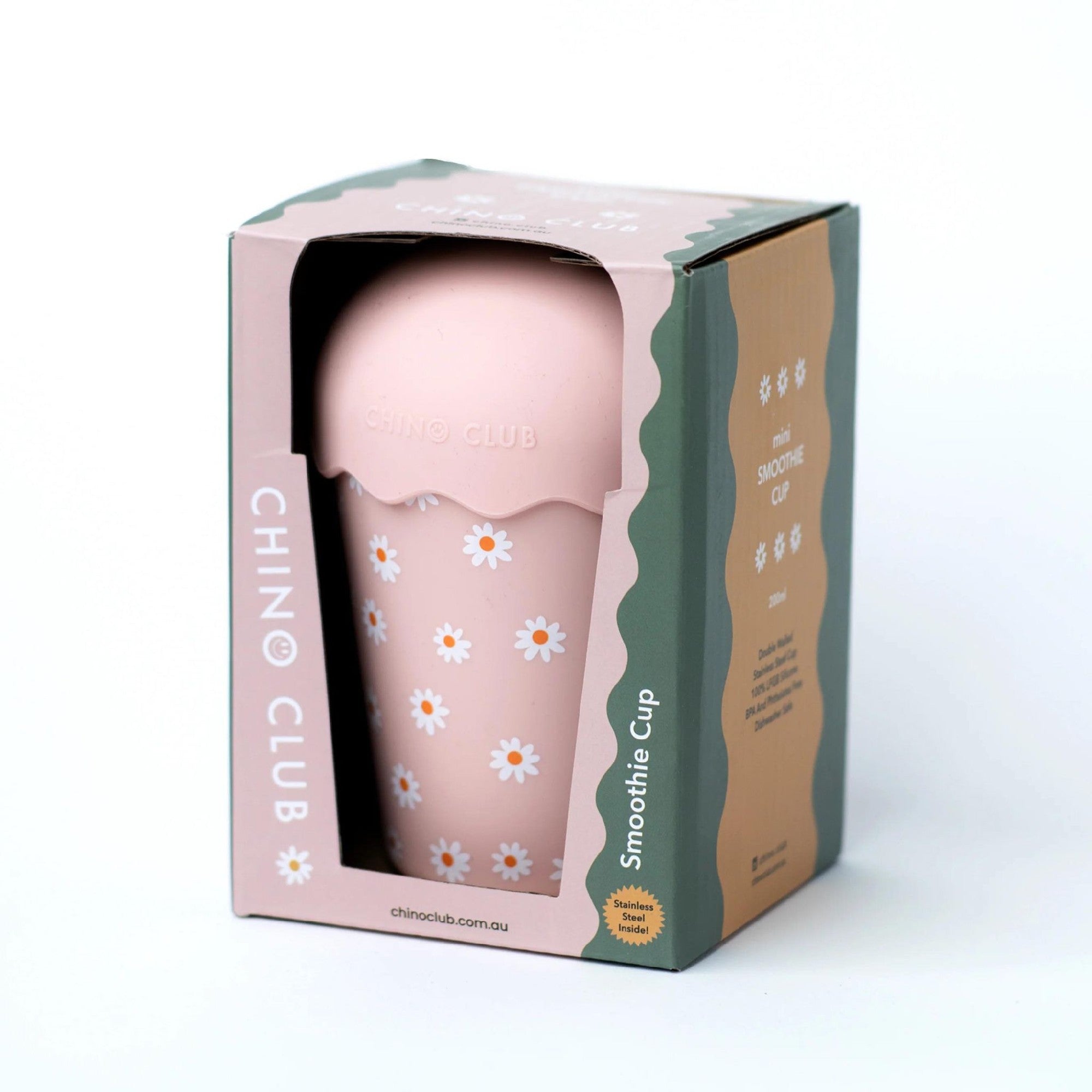 Chino Club Mini Smoothie Cup & Straw - Pink Daisy 