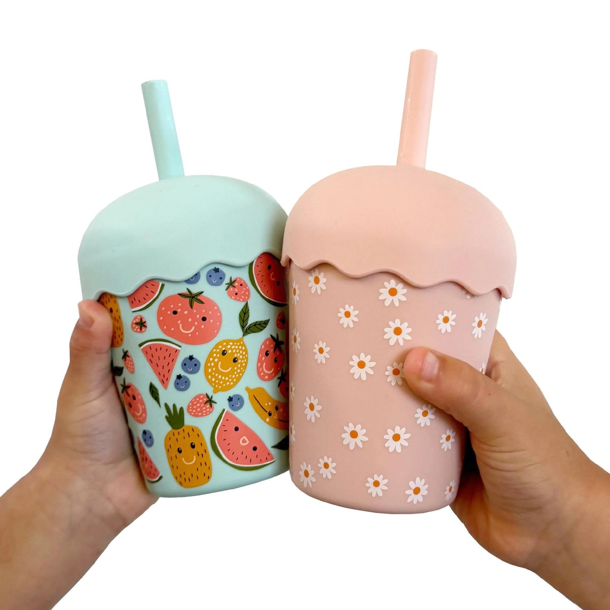 Chino Club Mini Smoothie Cup & Straw - Pink Daisy 