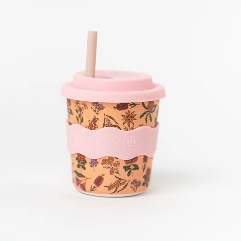 Chino Club Kids Keep Cup & Straw 8oz - Australian Wildflowers