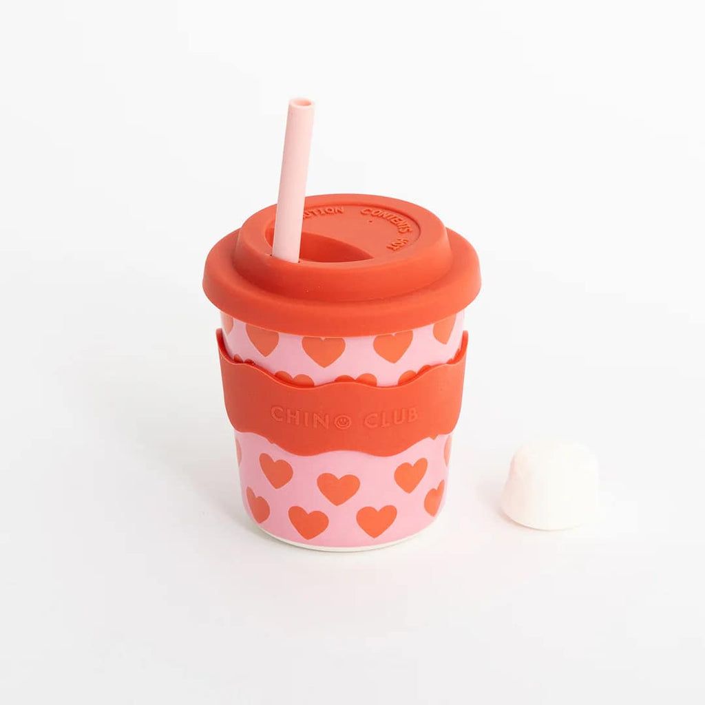 Chino Club Kids Keep Cup & Straw 8oz - Hearts