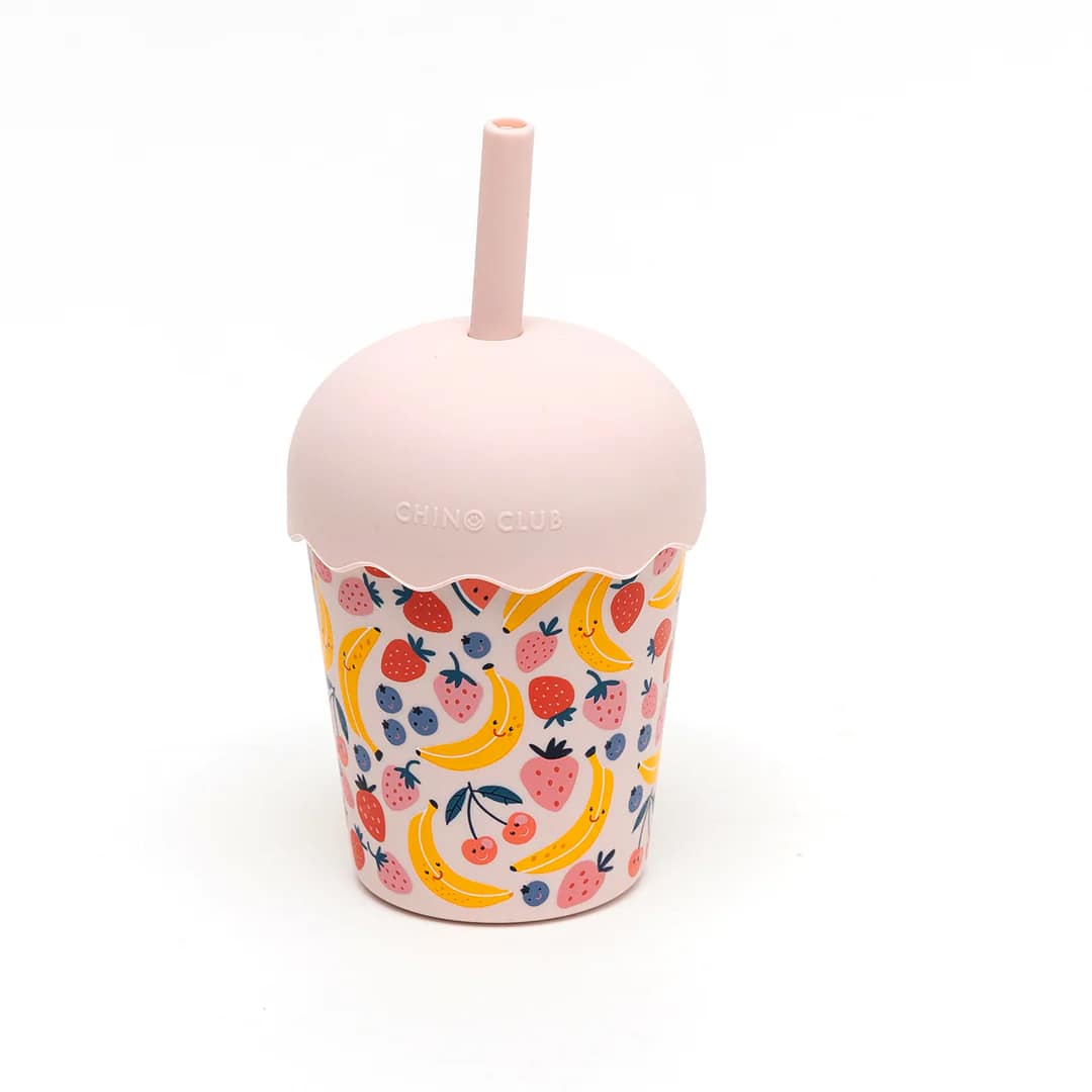 Chino Club Mini Smoothie Cup & Straw 200ml - Fruits Pink