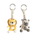 Load image into Gallery viewer, Living  Textiles Stroller Toy 2 pack - Zebra &amp; Lion
