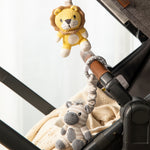 Load image into Gallery viewer, Living  Textiles Stroller Toy 2 pack - Zebra &amp; Lion

