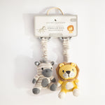 Load image into Gallery viewer, Living  Textiles Stroller Toy 2 pack - Zebra &amp; Lion

