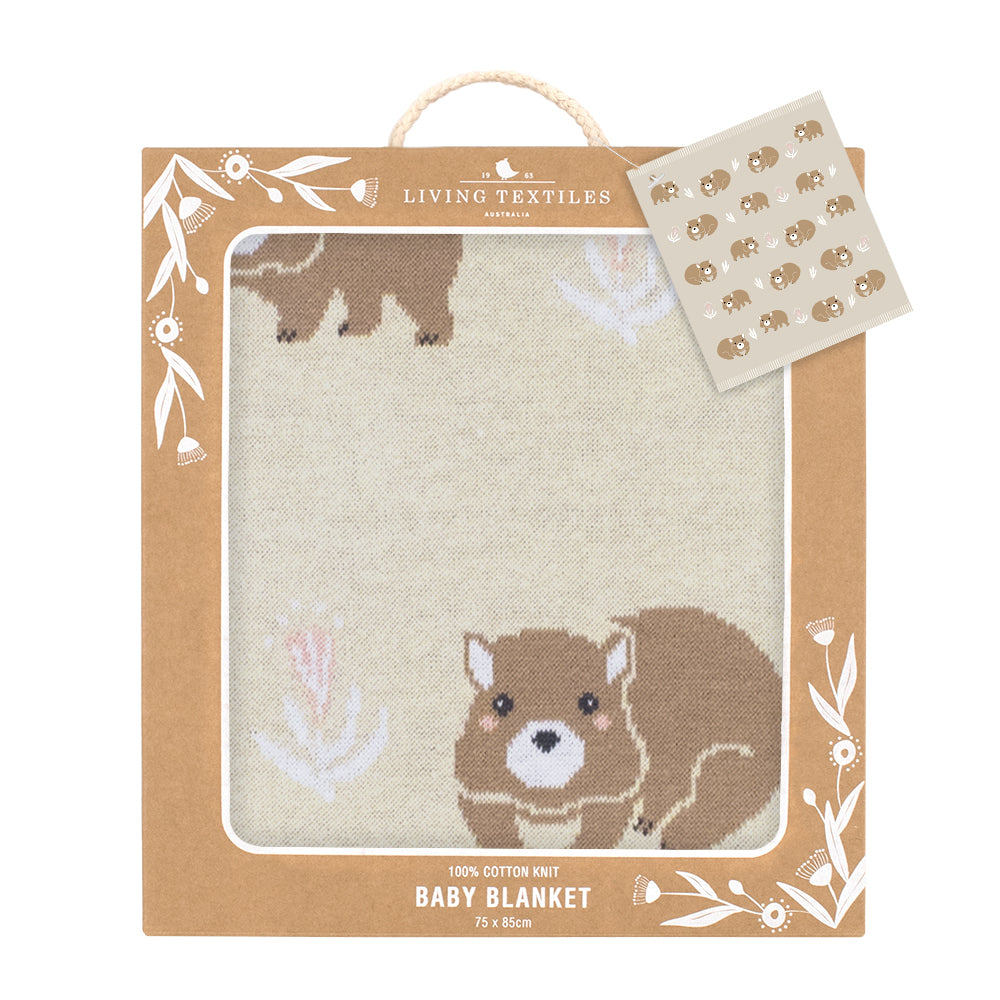 Living Textiles Australiana Baby Blanket - Wombat/Beige