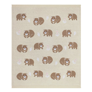 Living Textiles Australiana Baby Blanket - Wombat/Beige