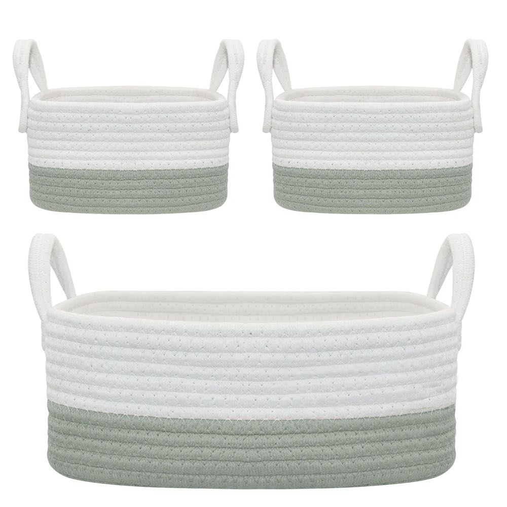 Living  Textiles 3 Piece Storage Set - Sage/White