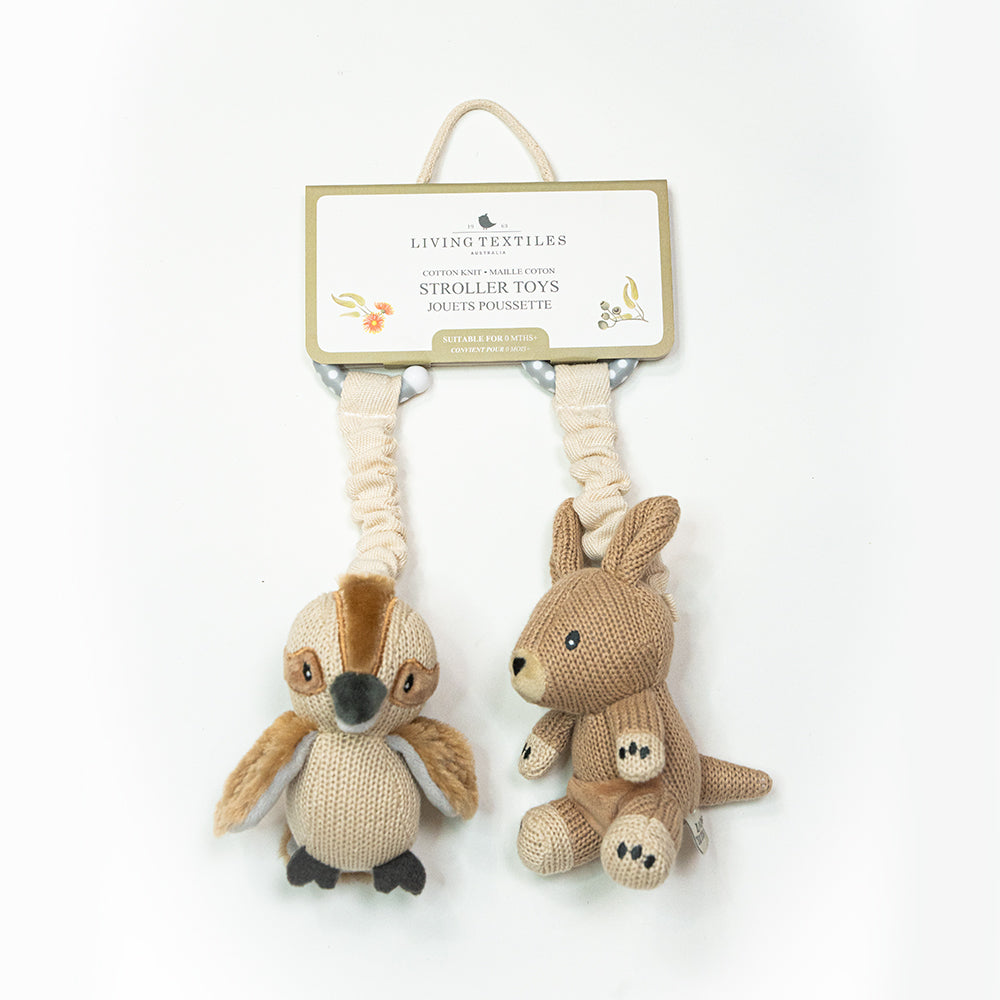 Living Textiles 2pk Stroller Toys - Kangaroo & Kookaburra 