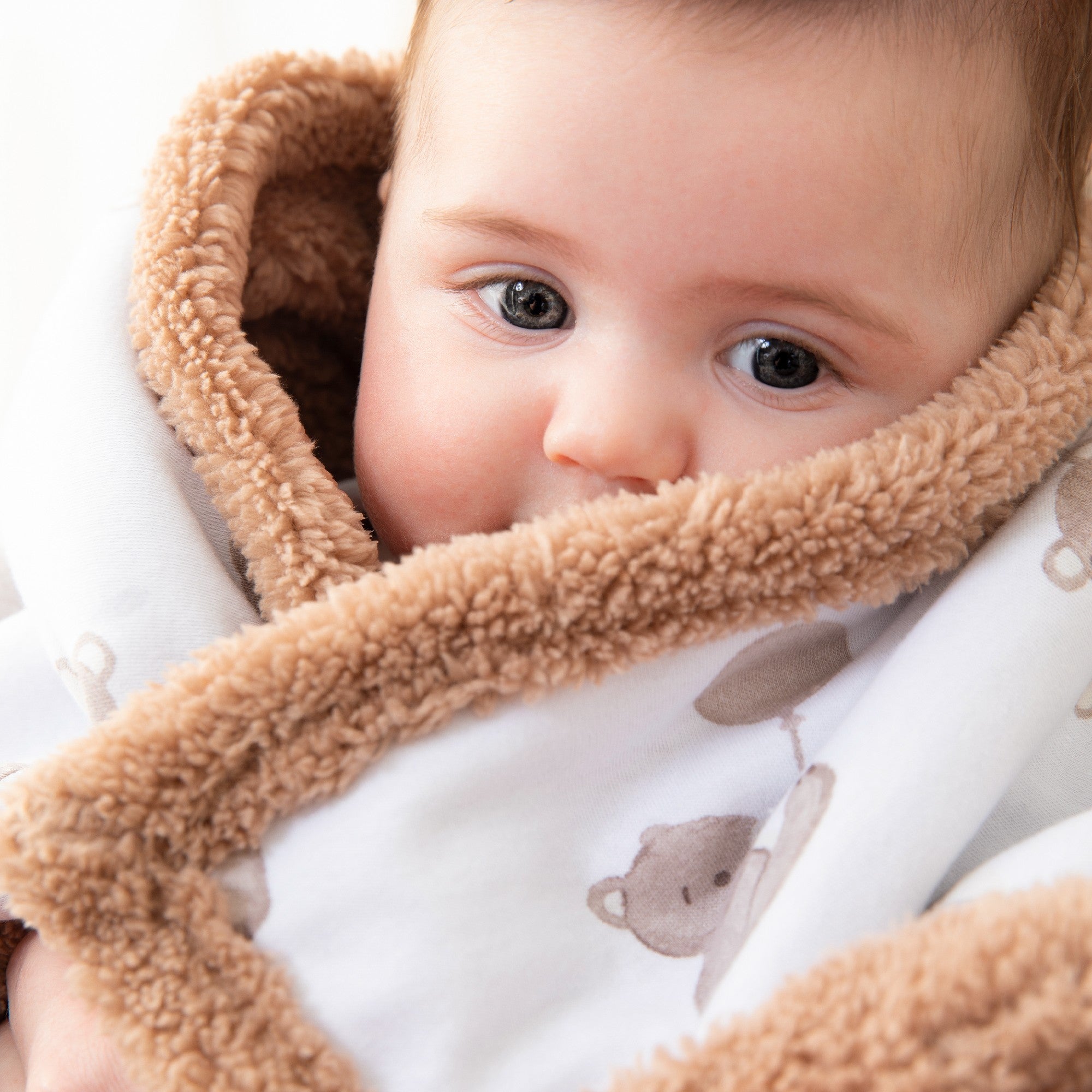 Living Textiles Jersey Sherpa Blanket - Cuddly Bear