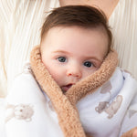 Load image into Gallery viewer, Living Textiles Jersey Sherpa Blanket - Cuddly Bear
