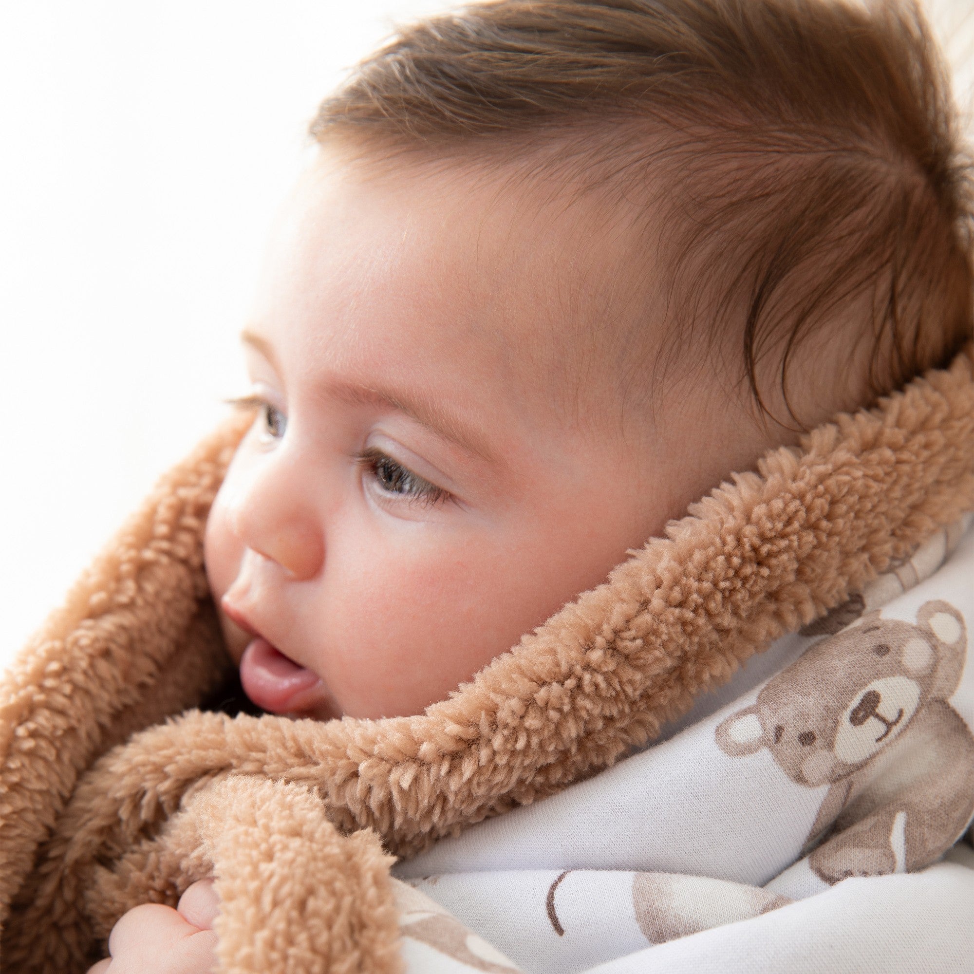 Living Textiles Jersey Sherpa Blanket - Cuddly Bear