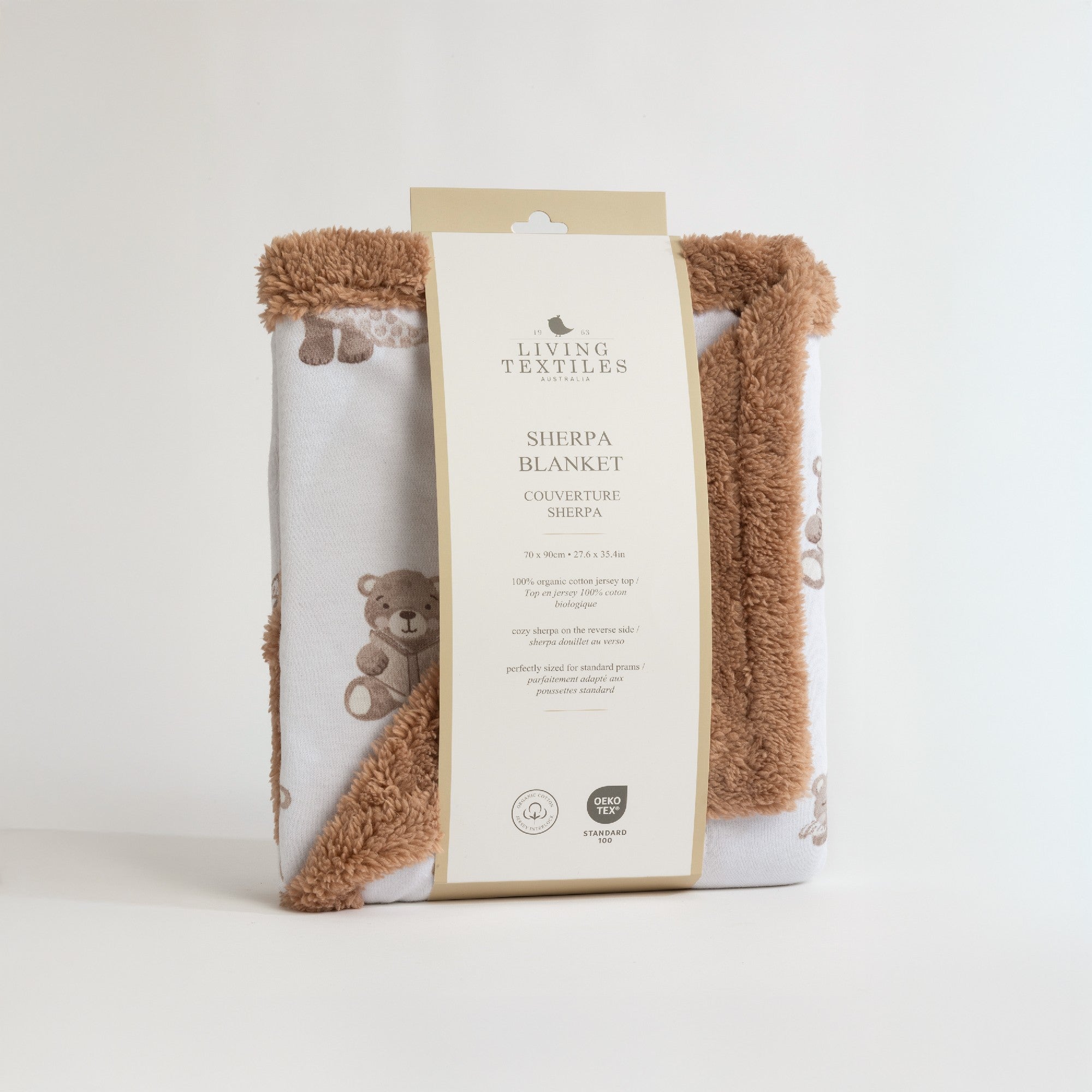 Living Textiles Jersey Sherpa Blanket - Cuddly Bear