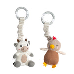 Load image into Gallery viewer, Living  Textiles Stroller Toy 2 pack - Cow &amp; Chicken

