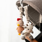 Load image into Gallery viewer, Living  Textiles Stroller Toy 2 pack - Cow &amp; Chicken
