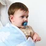 Load image into Gallery viewer, Living  Textiles Pram Knitted Baby Blanket - Cloud Whisper/Blue
