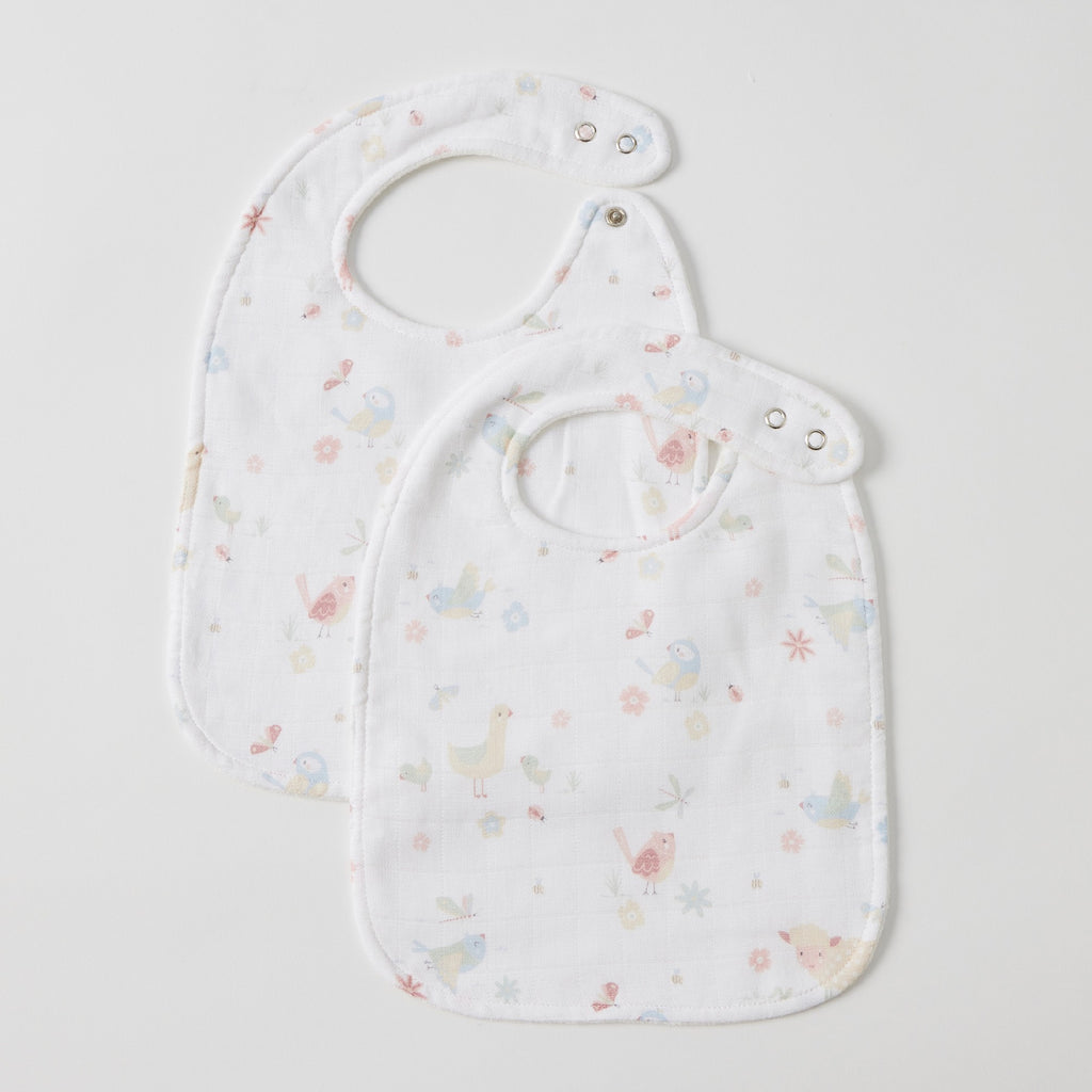 Jiggle & Giggle Bib Set of 2 Muslin - Birdy