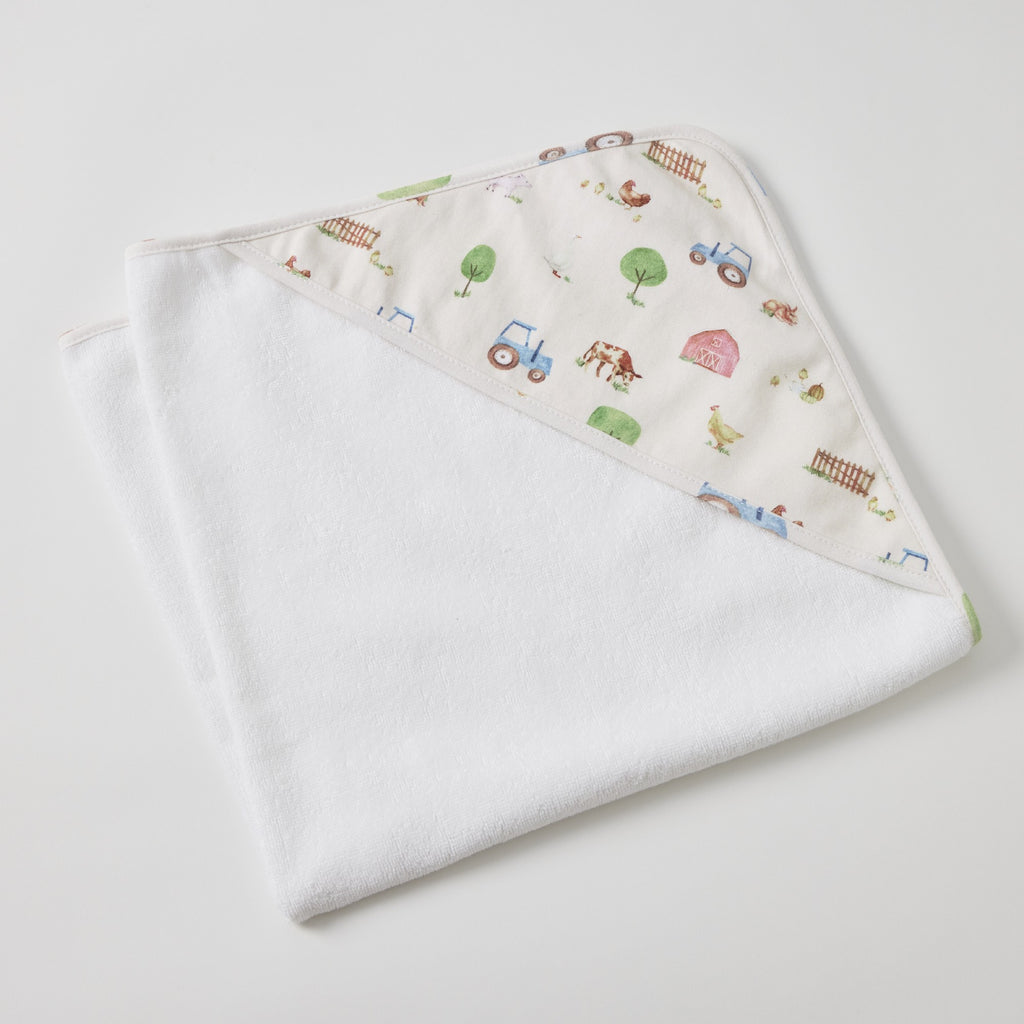 Jiggle & Giggle Baby Hooded Towel Printed Jersey - Barnyard