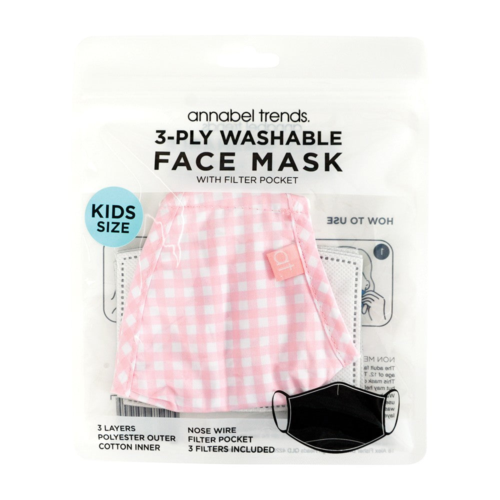 Annabel Trends Face Mask SMALL ADULTS/KIDS - Gingham Pink