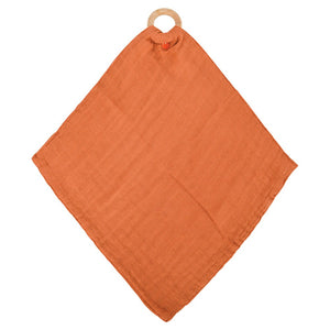 Muslin Security Blanket With Teether - Rust