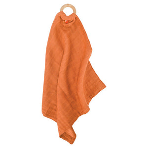 Muslin Security Blanket With Teether - Rust