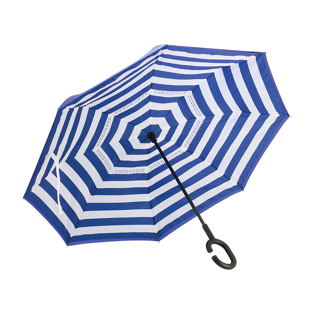 Annabel Trends Reverse Umbrella - Navy Stripe