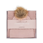 Load image into Gallery viewer, Annabel Trends Cable Knit Snood &amp; Beanie Set - Pink
