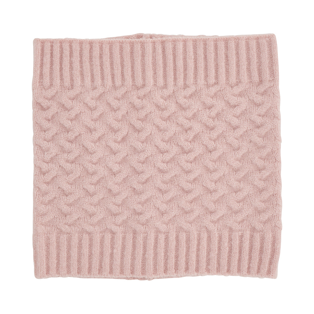 Annabel Trends Cable Knit Snood & Beanie Set - Pink