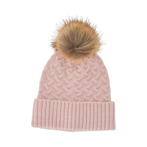 Annabel Trends Cable Knit Snood & Beanie Set - Pink