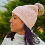 Load image into Gallery viewer, Annabel Trends Cable Knit Snood &amp; Beanie Set - Pink
