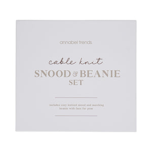 Annabel Trends Cable Knit Snood & Beanie Set - Pink