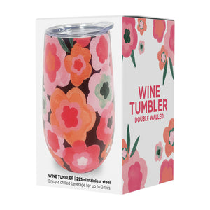 Annabel Trends Wine Tumbler Stainless Steel - Midnight Blooms