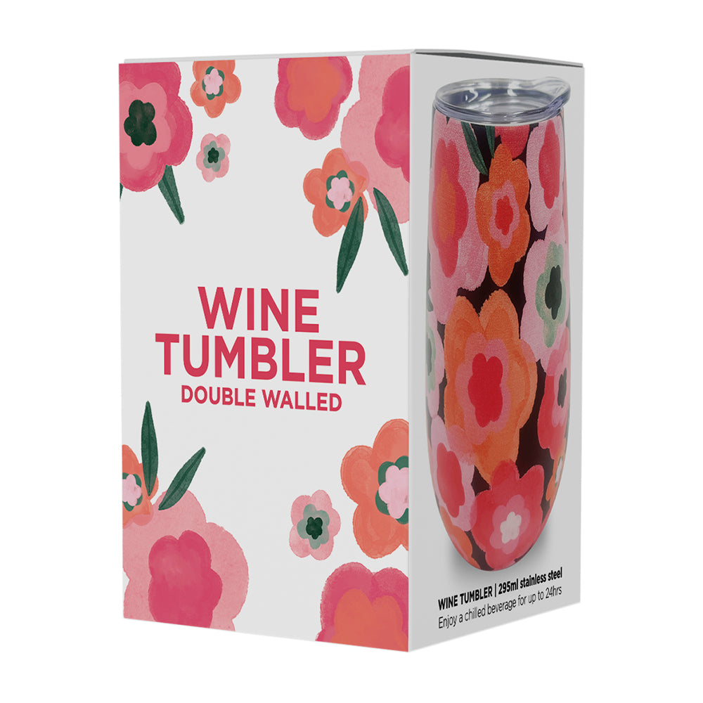 Annabel Trends Wine Tumbler Stainless Steel - Midnight Blooms