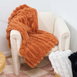 Load image into Gallery viewer, Ribbed Faux Fur Throw - Toffee
