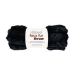 Load image into Gallery viewer, Annabel Trends Ribbed Faux Fur Throw - Black
