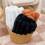 Load image into Gallery viewer, Annabel Trends Ribbed Faux Fur Throw - Black
