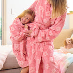 Load image into Gallery viewer, Annabel Trends Cosy Luxe Kids Bath Robe Embossed Flower - Dark Pink Small (3-7yrs)
