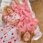 Load image into Gallery viewer, Annabel Trends Cosy Luxe Kids Bath Robe Embossed Flower - Dark Pink Small (3-7yrs)
