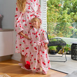 Load image into Gallery viewer, Annabel Trends Cosy Luxe Kids Bath Robe Velvet - Cherry Small (3-7yrs)
