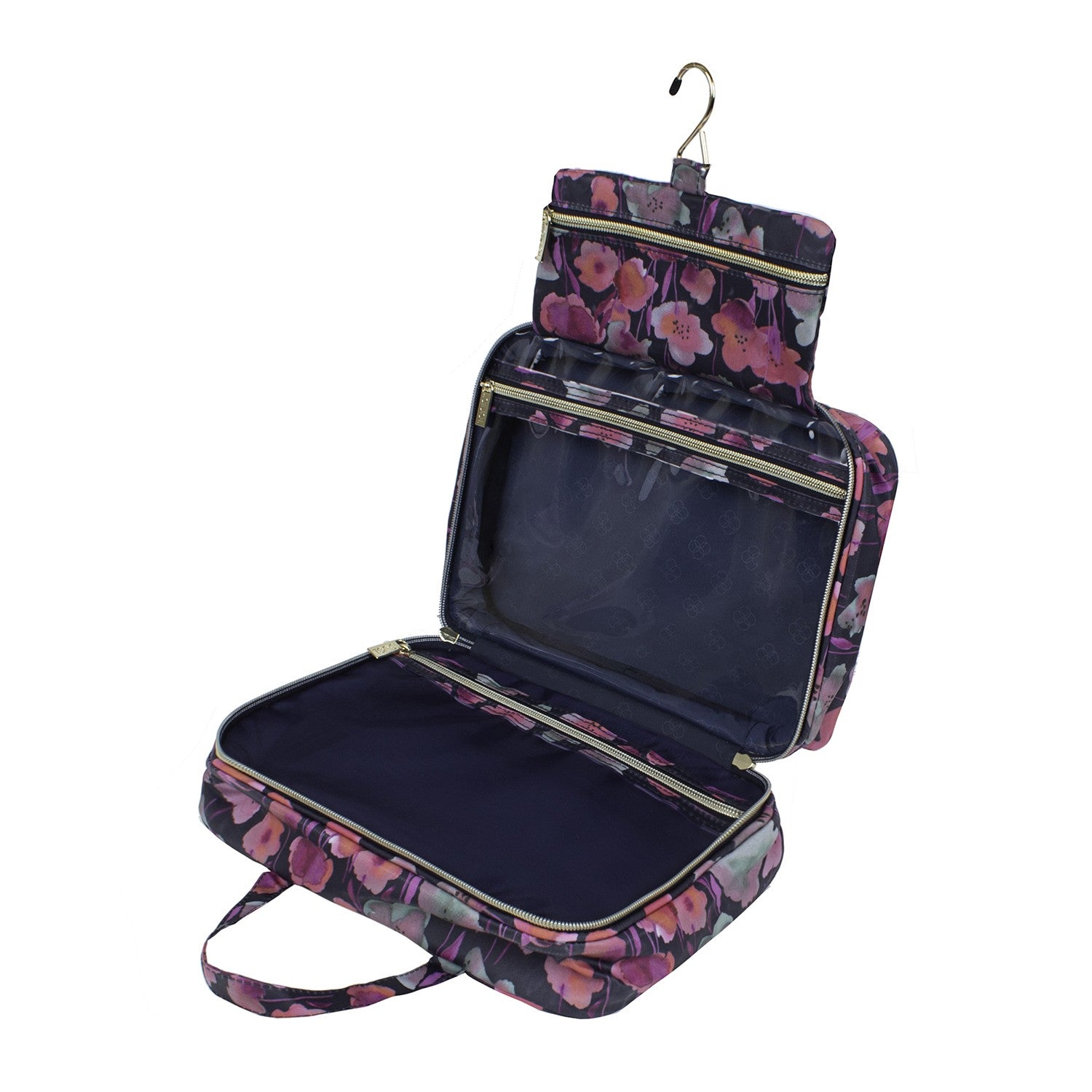 Tonic Hanging Cosmetic Bag - Midnight Meadow Pink