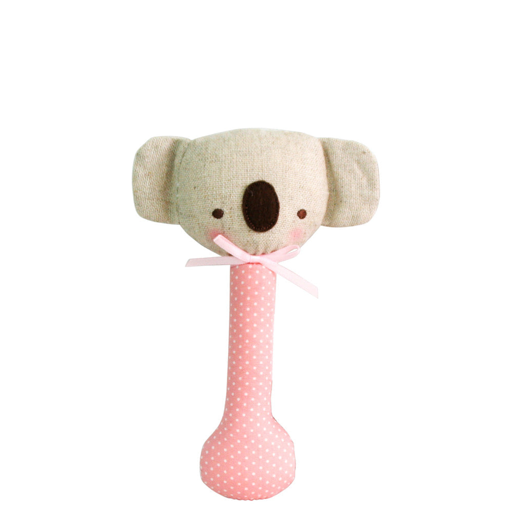 Alimrose Baby Koala Stick Rattle Pink With White Spot