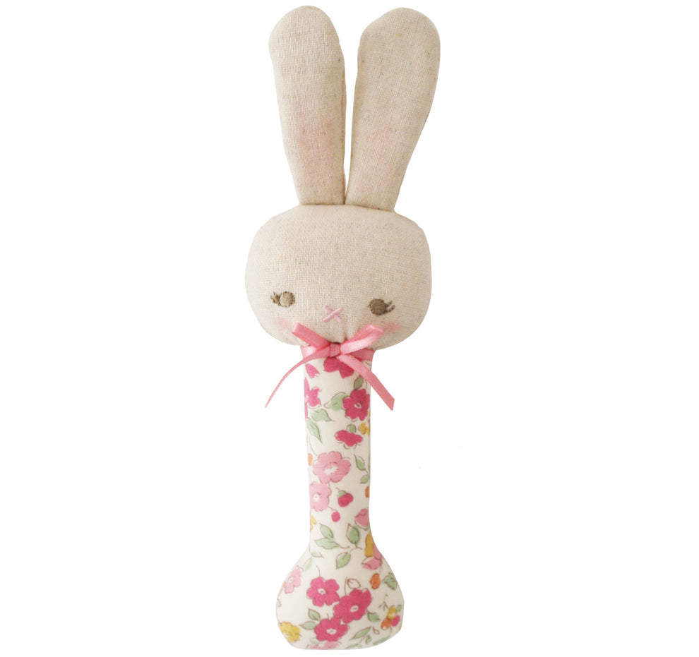 Alimrose Bunny Stick Rattle - Rose Garden