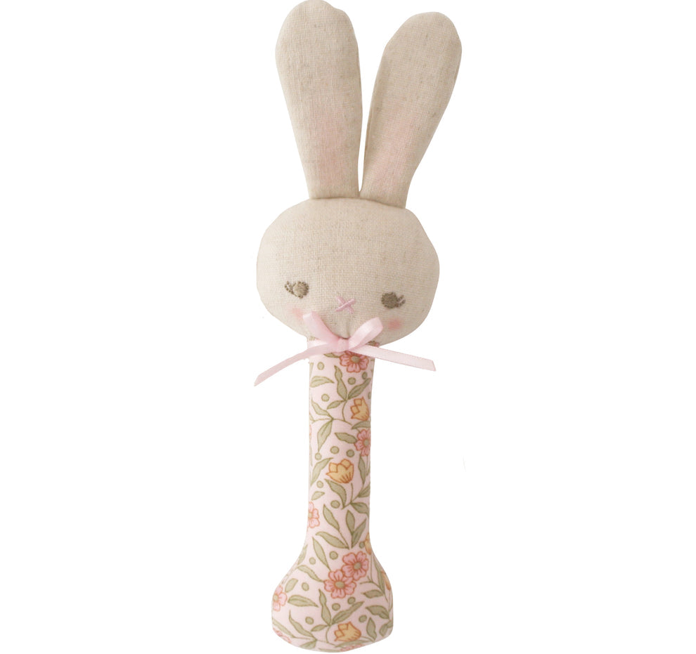 Alimrose Bunny Stick Rattle - Lily Pink