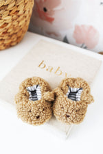 Load image into Gallery viewer, Alimrose Sherpa Bear Booties 0-6 months - Caramel
